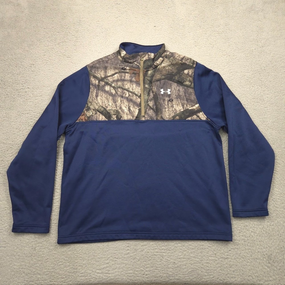 Under Armour Mossy Oak Treestand‎ 1/4 Zip Pullover Mens Large Camo Hunting
